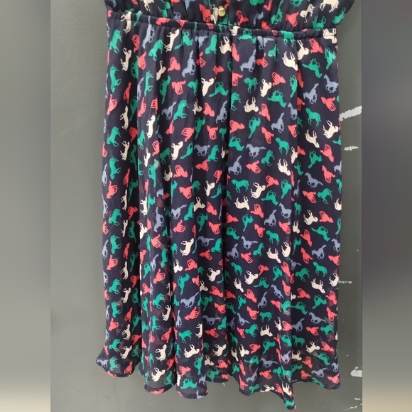 Xhilaration Retro Horse Print Peter Pan Dress Juniors Deep Navy SZ S/P FairyCore - Picture 8 of 15
